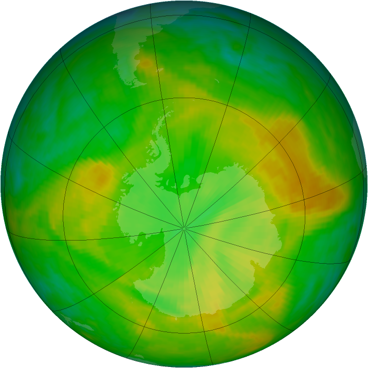 Antarctic ozone map for 30 November 1981